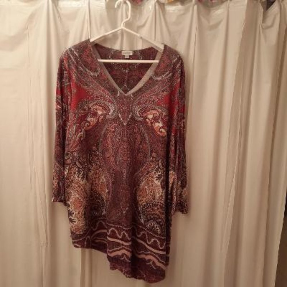 Avenue Tunic Pink/Brown Embellished Sparkle 26/28